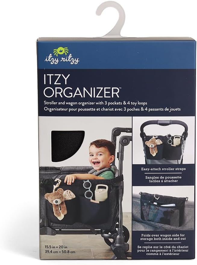 Stroller Organizer, Wagon Storage Bag with Pockets & Toy Loops