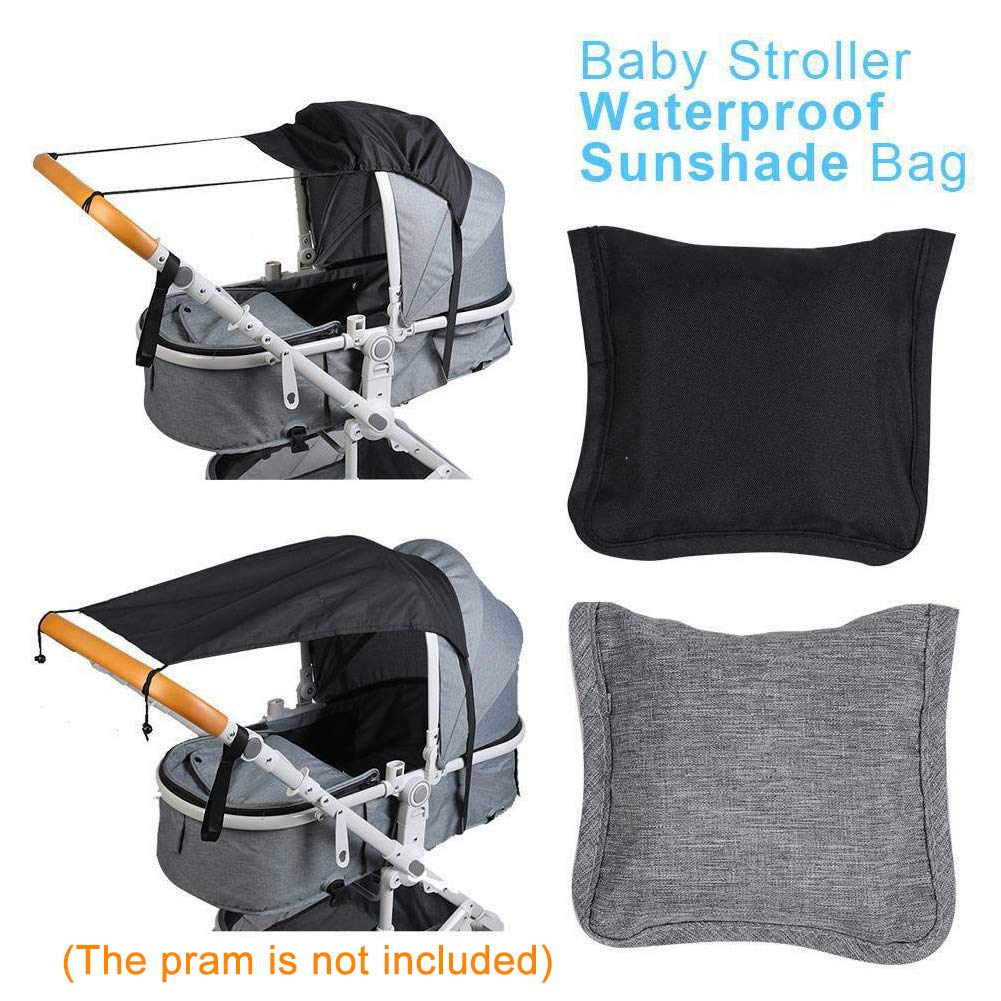 Stroller Sun Shade Baby Stroller Sun Cover,Universal Pram Sunshade for Pushchair, Buggy and Carrycot, Sun Stroller with UV Protection 50+, Sun Shade Blackout Blind Black, Grey 50x30x67cm