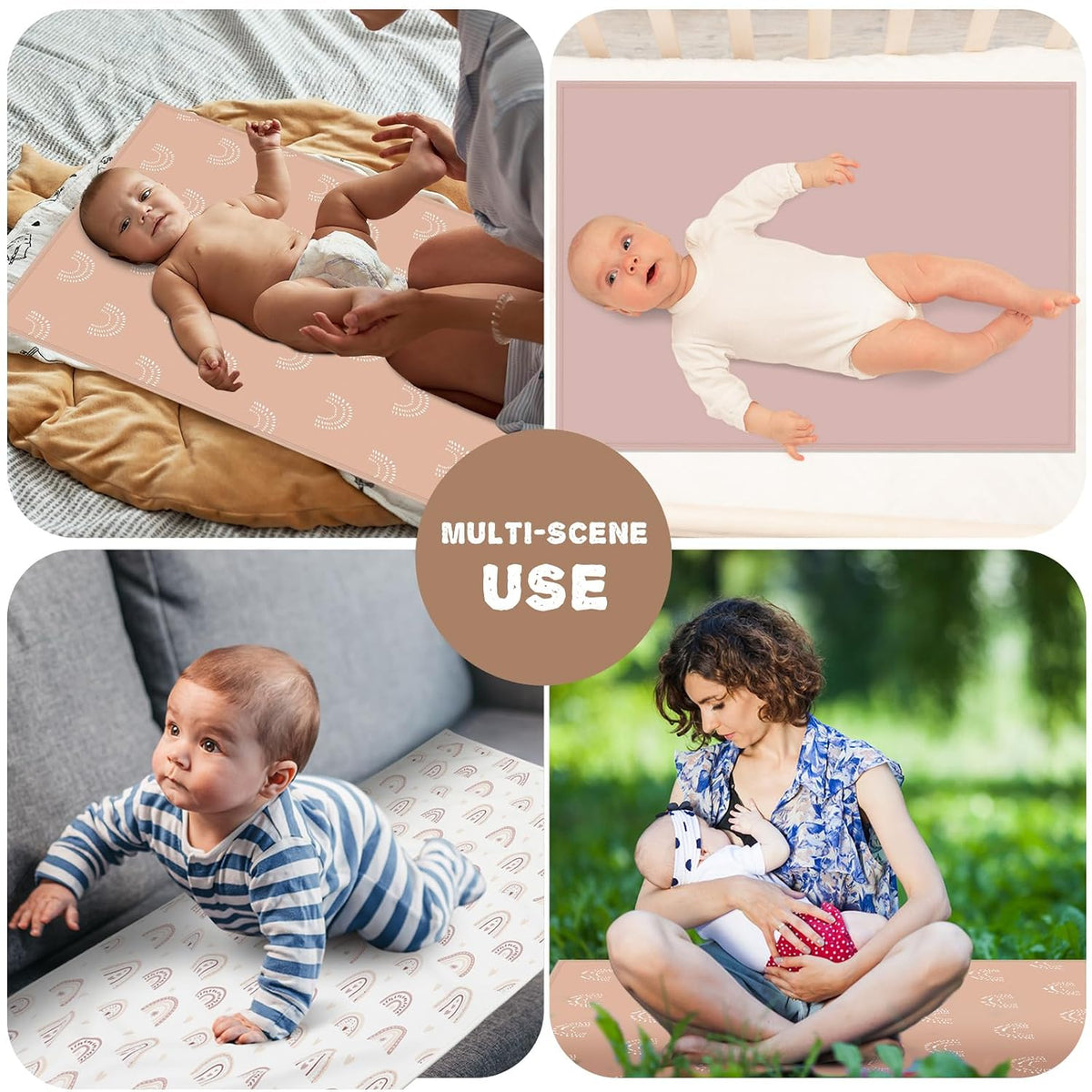 3 Pcs PU Baby Diaper Changing Pad Liner 20 x 28 Inch Foldable Portable Waterproof Changing Pads Mat for Toddler Baby Newborns Travel Seating Lie Bed Gifts Supplies