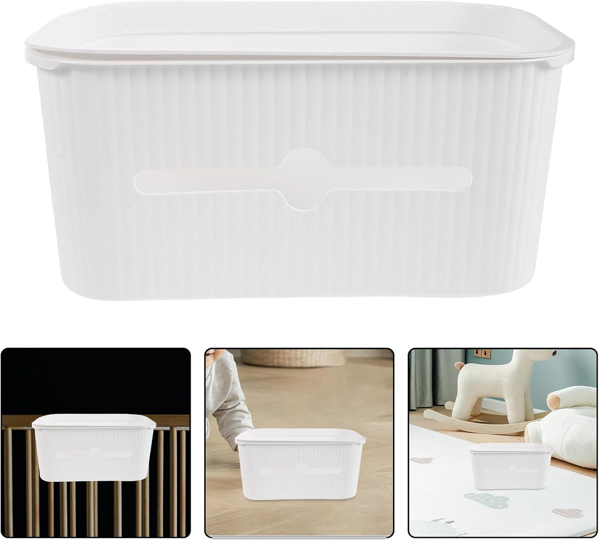 2pcs Hanging Diaper Caddy Organizer for Crib Side Storage, White Pp Bedside Storage Box with Smart Sorting Solution, Versatile Nursery Essential for New Mom and Bassinet Use