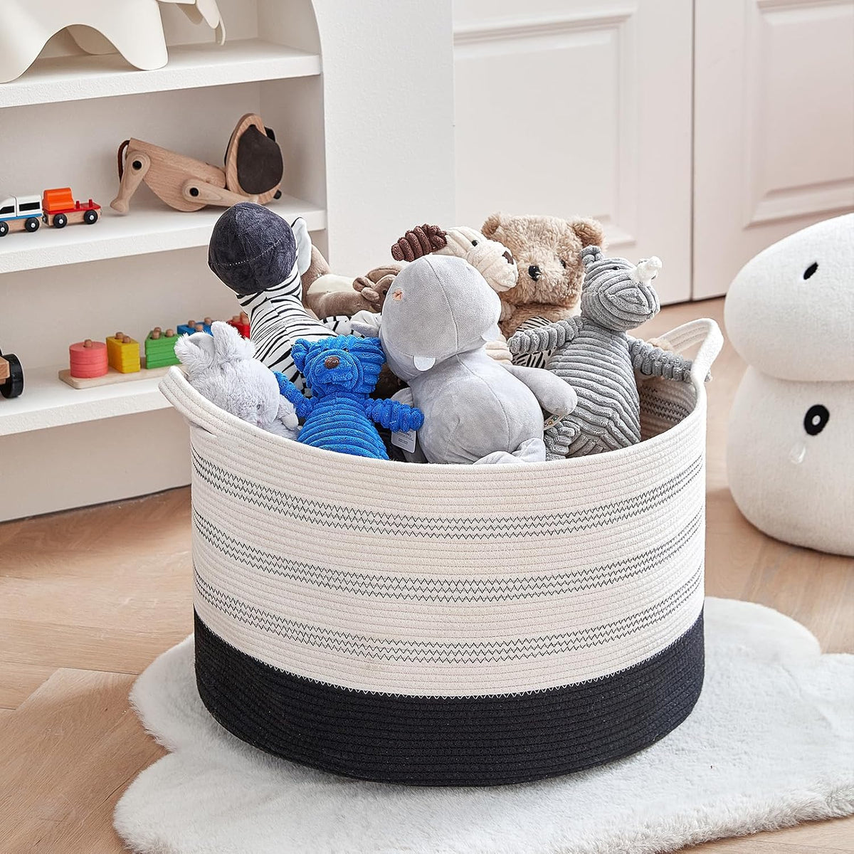 Extra Large Cotton Rope Basket 22" x 14" - Toy Basket for Kids -Blanket Basket for Living Room - Woven Baskets for Storage