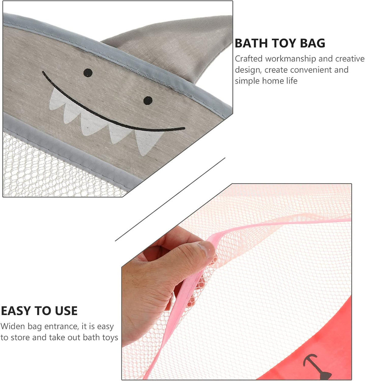 2pcs Wall-Mounted Bath Toy Storage Bag with Suction Cups Waterproof Mesh Organizer for Boys and Girls Bathroom Creative Toy Holder for Easy Cleaning and Quick Drying