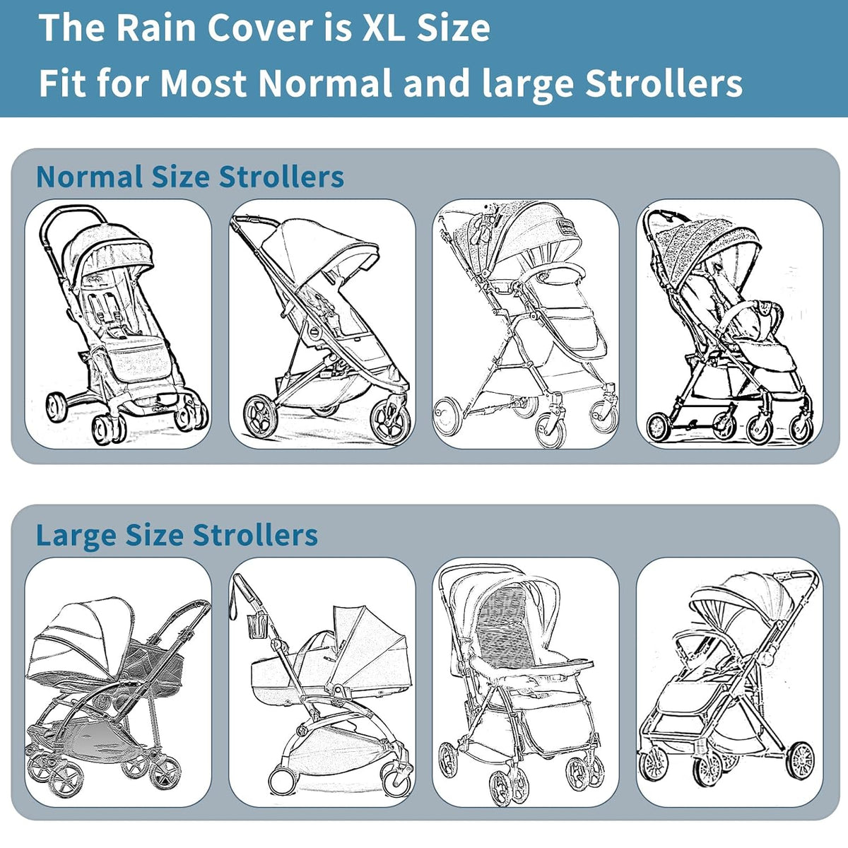 Clear Stroller Rain Cover, Universal Stroller Accessories, Waterproof Travel Weather Shield Breathable Baby Stroller Cover, Safety EVA Protect from Wind, Dust, Snow
