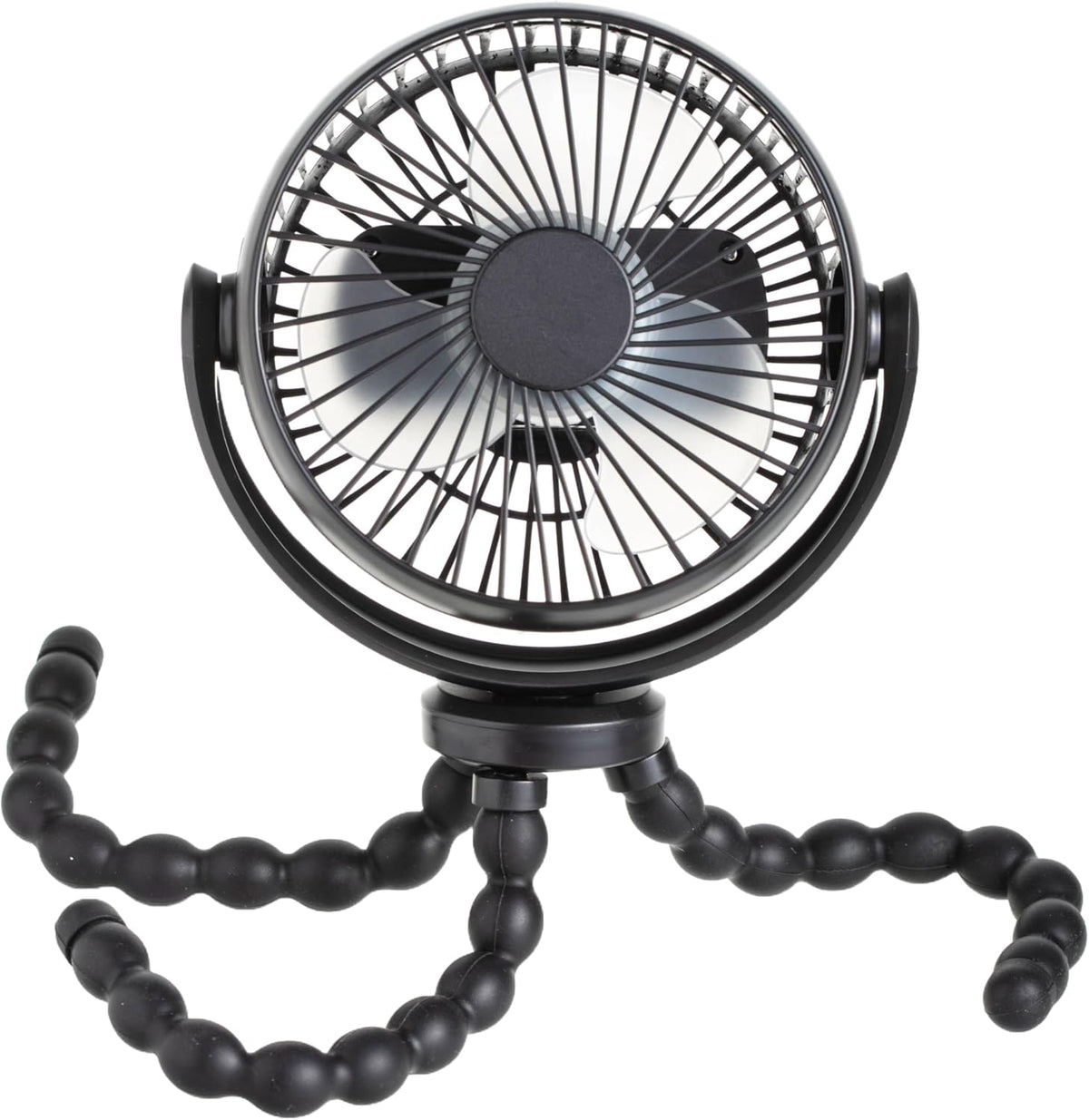 Portable Stroller Fan, 3 Speed Rechargeable, Flexible Tripod Clip-On Fan with Rotatable Design, for Car Seat, Crib, Bike, Treadmill, USB-C Wire Included
