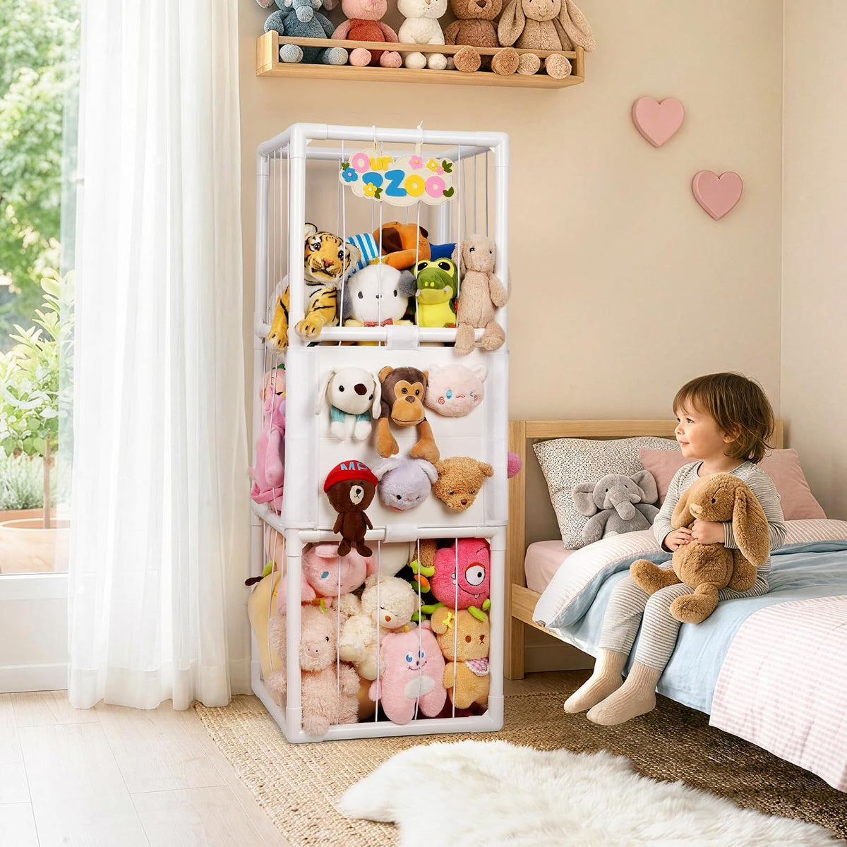 Stuffed Animal Storage Zoo Holder Space Save, PVC Stuffed Animal Organizer