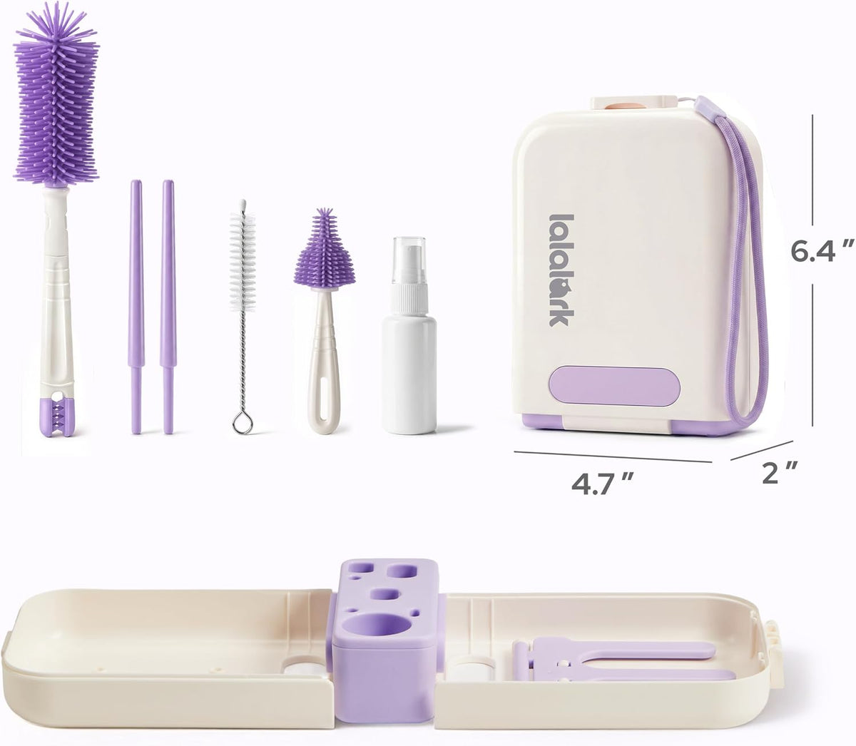 7-in-1 Travel Baby Bottle Cleaning Kit, Silicone Brush Tools, Mint