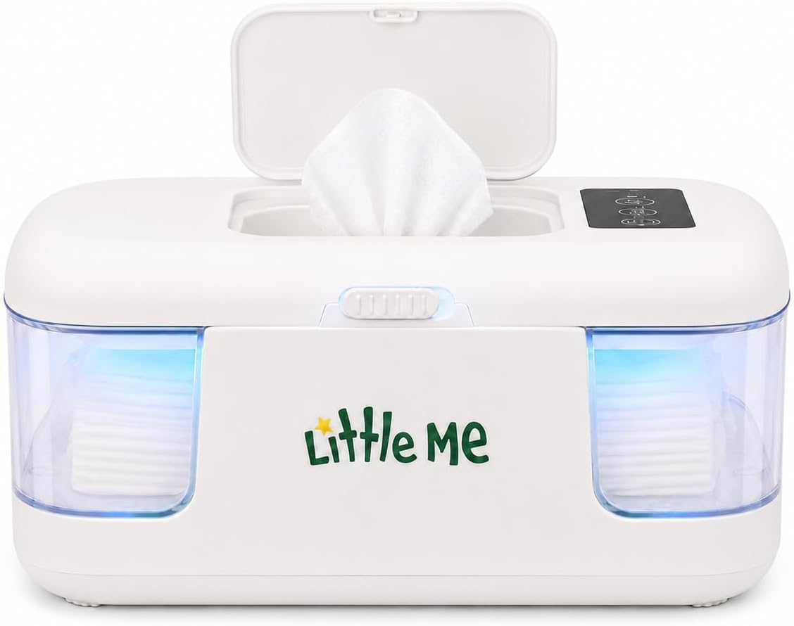 Little Me Baby Wipe Warmer with Temperature Control, Wipes Warmer for Newborn Baby, Easy-View Window, Energy Efficient, 3 Heat Settings, Fits Standard Wipe Packs, Diaper Wipes Dispenser