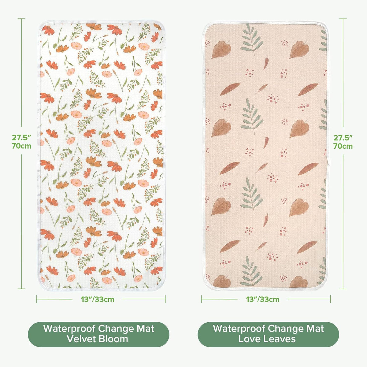 Waterproof Changing Pad Liners, Soft & Breathable, 2pcs, 13" x 27.5"