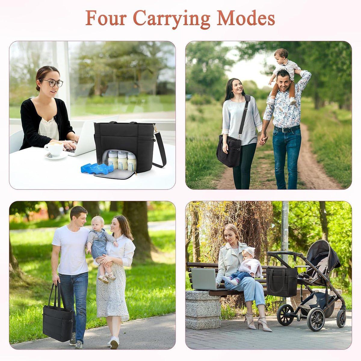 Wearable Breast Pump Bag for Working Moms – Insulated Breastmilk Cooler Tote with Laptop Sleeve & Ice Pack, Breast Pump Bag for Momcozy M5/M6/S12 for eufy Pump, Travel Nursing Baby Bottle Cooler Bag