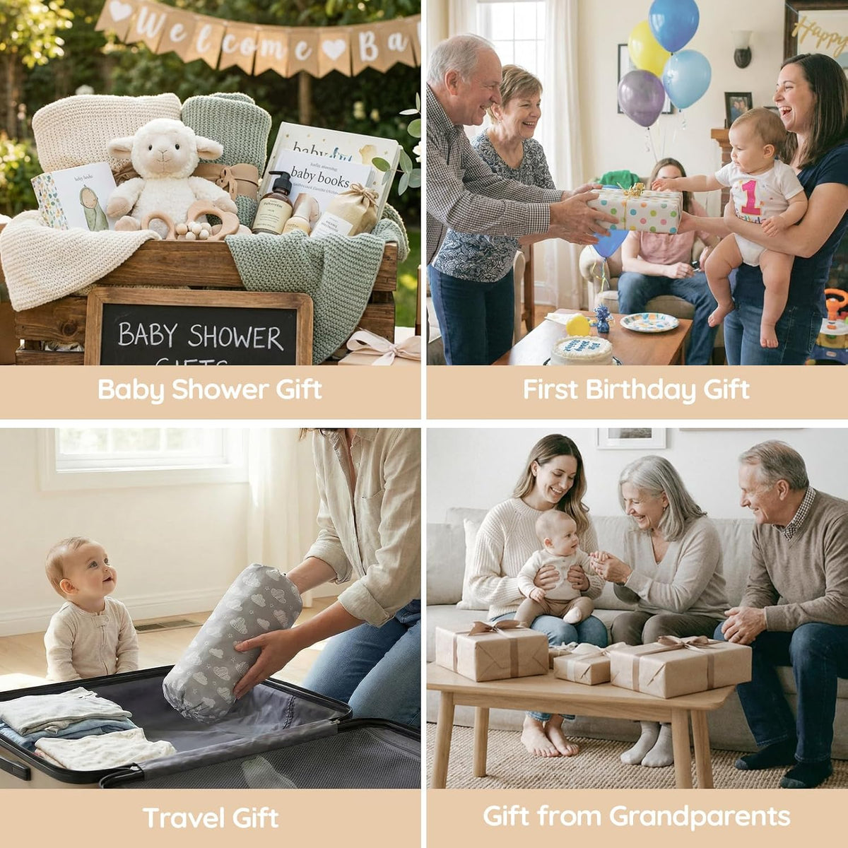 Baby Booster Seat for Kitchen Chairs with Tray, Portable & Foldable
