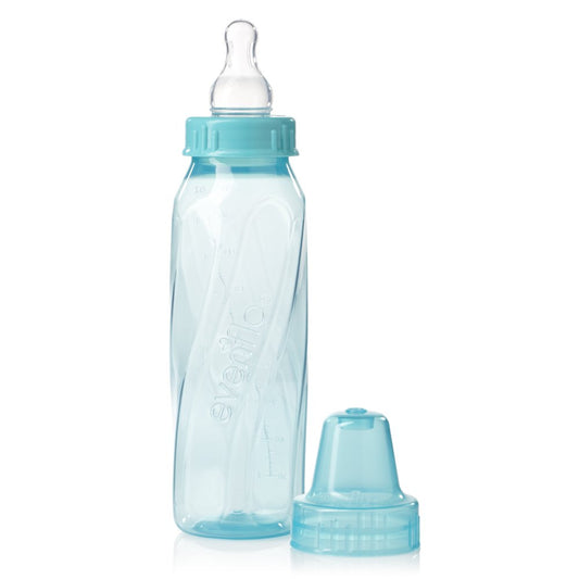 Classic Tinted Plastic Standard Neck Bottles for Baby, Infant and Newborn - Teal/Green/Blue, 8 Ounce (Pack of 12)