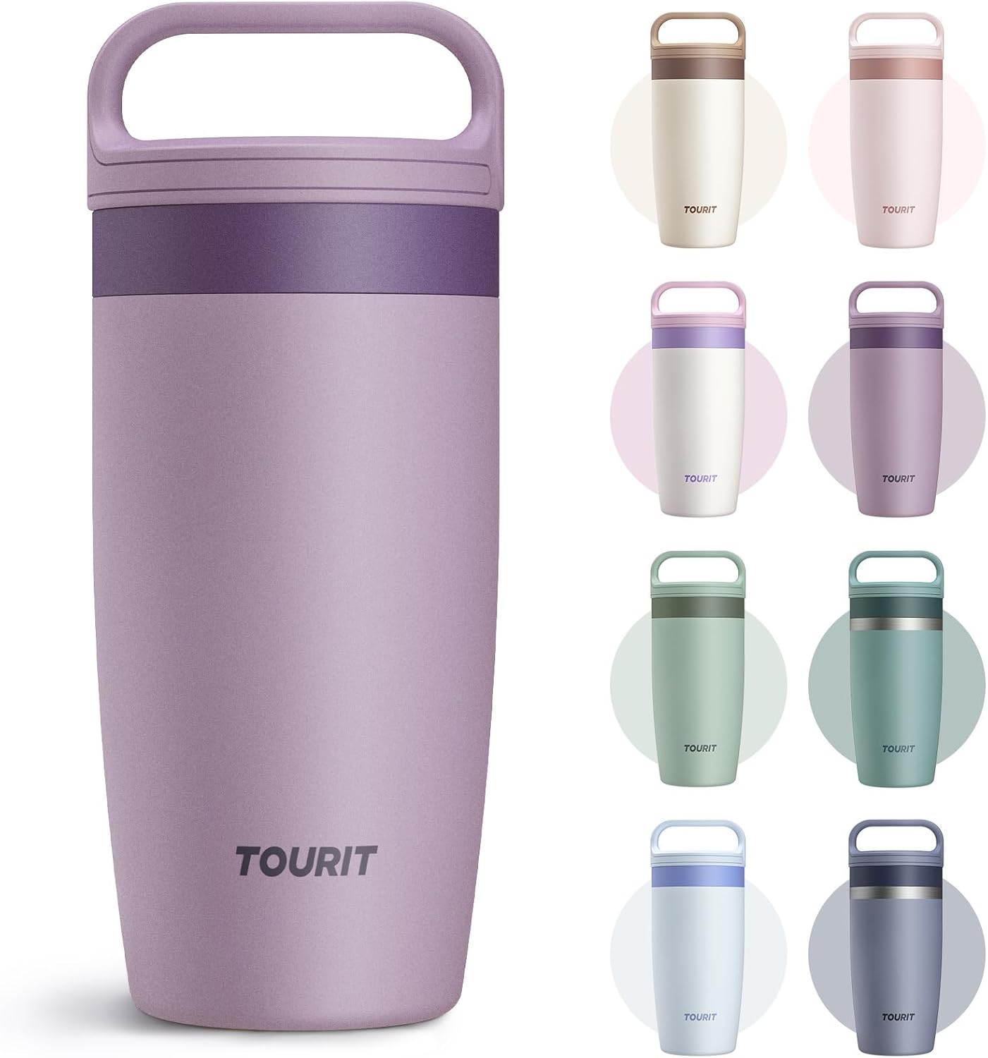 Travel Coffee Mug 16 oz, Leakproof 2-Part Drink Lid Coffee Tumbler Cup, Insulated Stainless Steel Travel Mug, Dishwasher Safe Reusable Water Bottle, BPA-Free Coffee Mug, Light pink