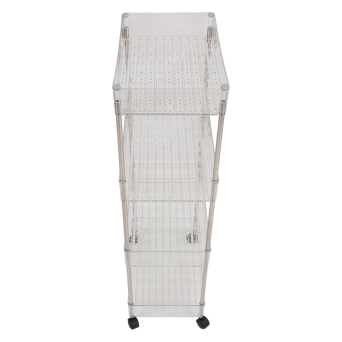 Baby Diaper Organizer, Large Capacity 4 Layer Transparent Storage Rack Changing Table Cart, Movable Storage Cart with Wheels for Newborn Nursing Station
