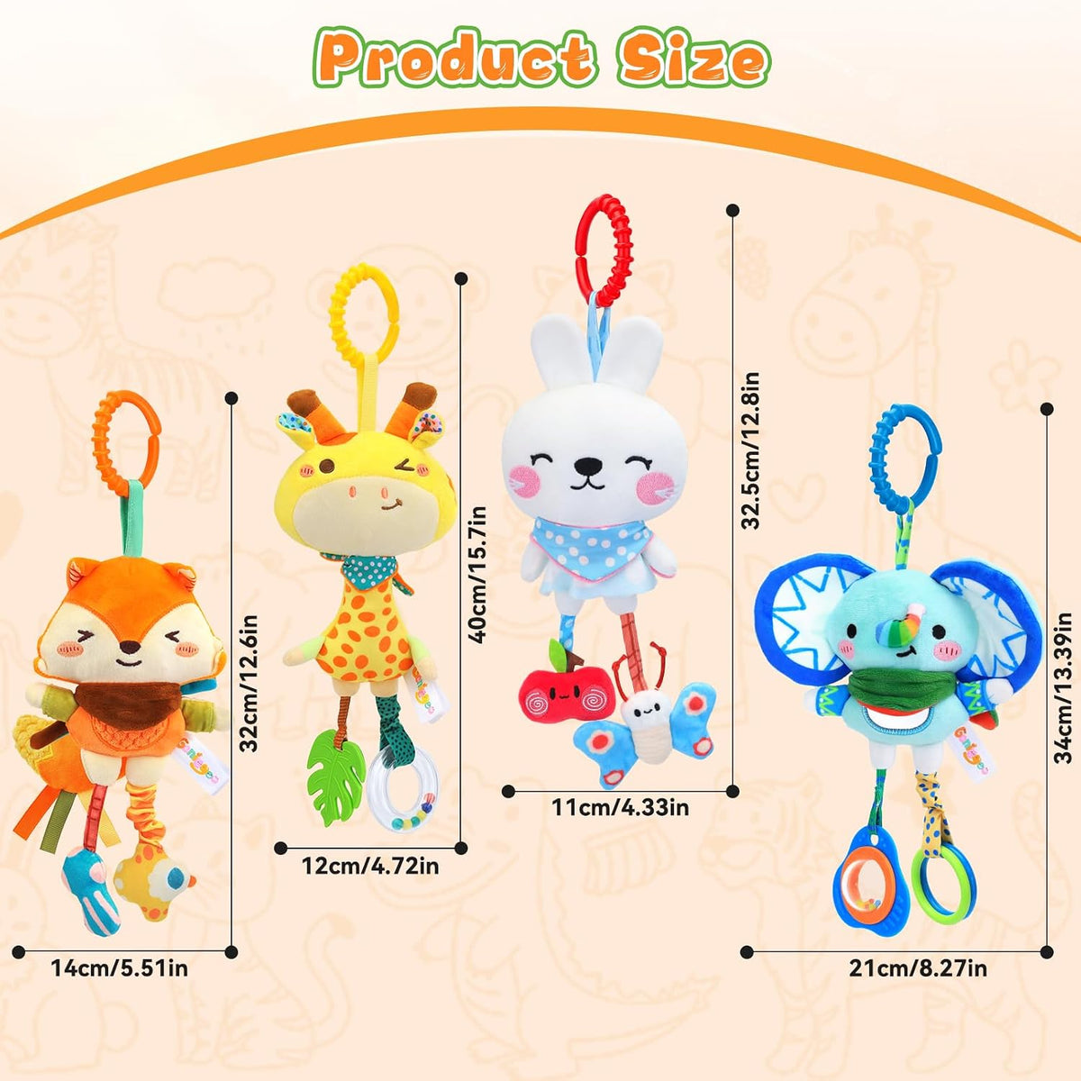 Carseat Toys Hanging for 0-6 Months Baby Stroller Hanging Toy for Sensory