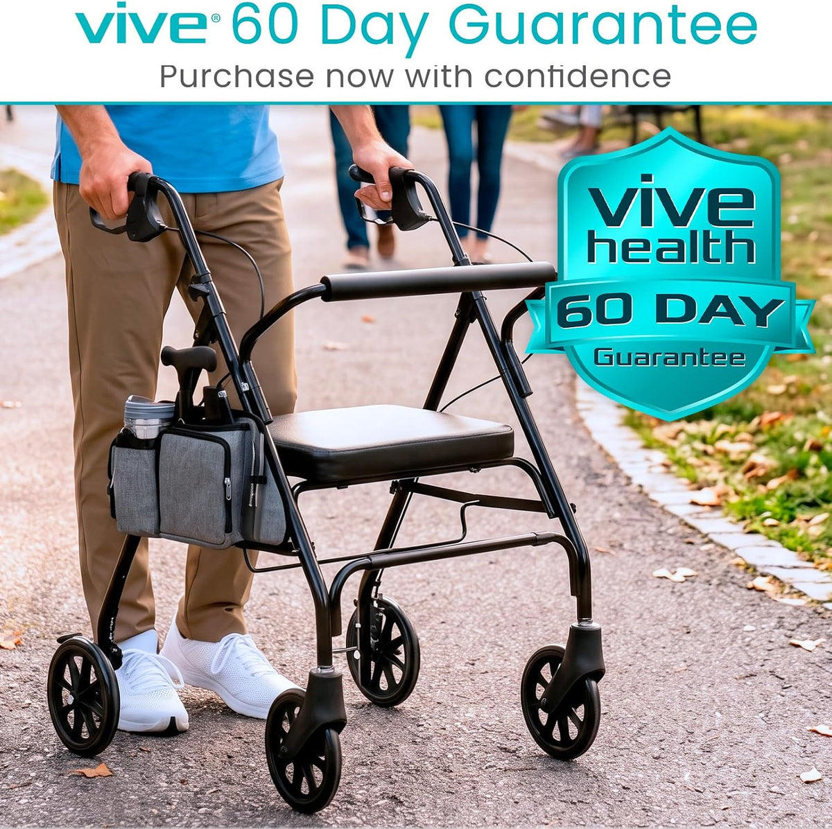 Side Bag for Rollators, Wheelchairs, Walkers - Tote Organizer with Phone Pocket - Storage Travel Pouch - Small Hanging Stroller Accessories for Women, Men, Seniors - Non Slip Cup Holder