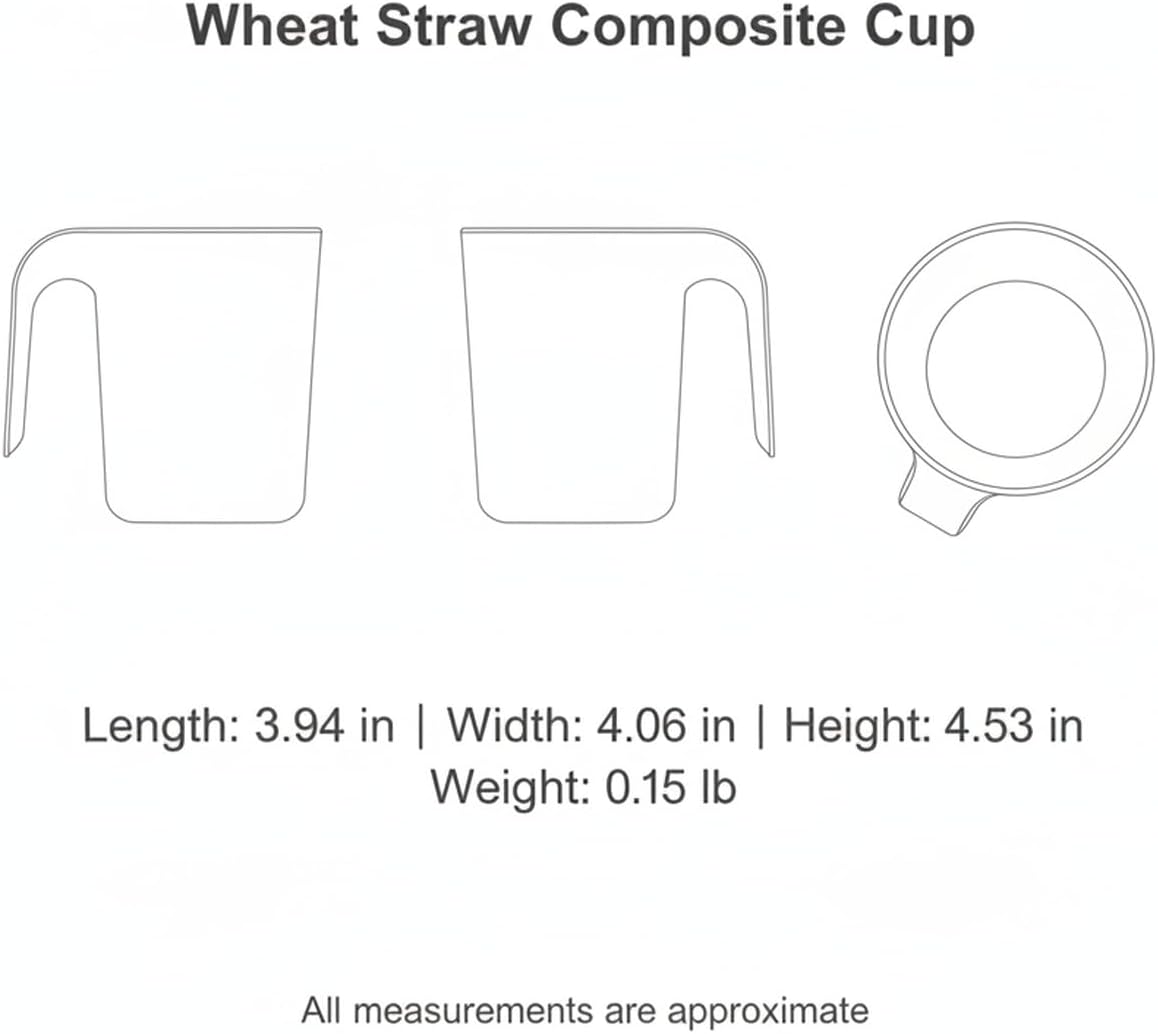 1 Pack Wheat Straw Tumbler with Handle, 11 fl oz Compact Drinking Cup for Bathroom Sink and Office Desk Use
