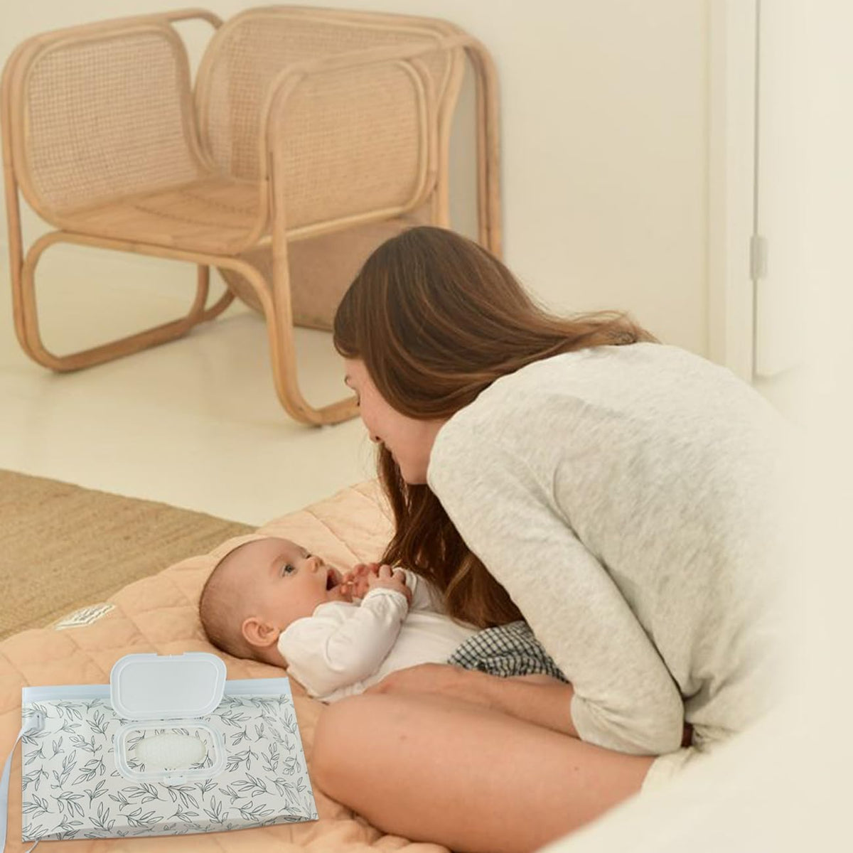 Baby wipes dispenser,portable baby wipes holder for outdoor, Refillable baby wipes container, on the go wet wipe pouch for travel, resuable wipes dispenser for hiking (sage)
