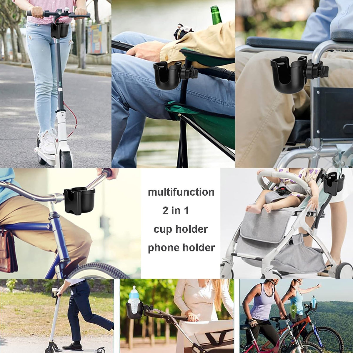 Cup Holder 2 in 1 Stroller Organizer with 360 Rotation