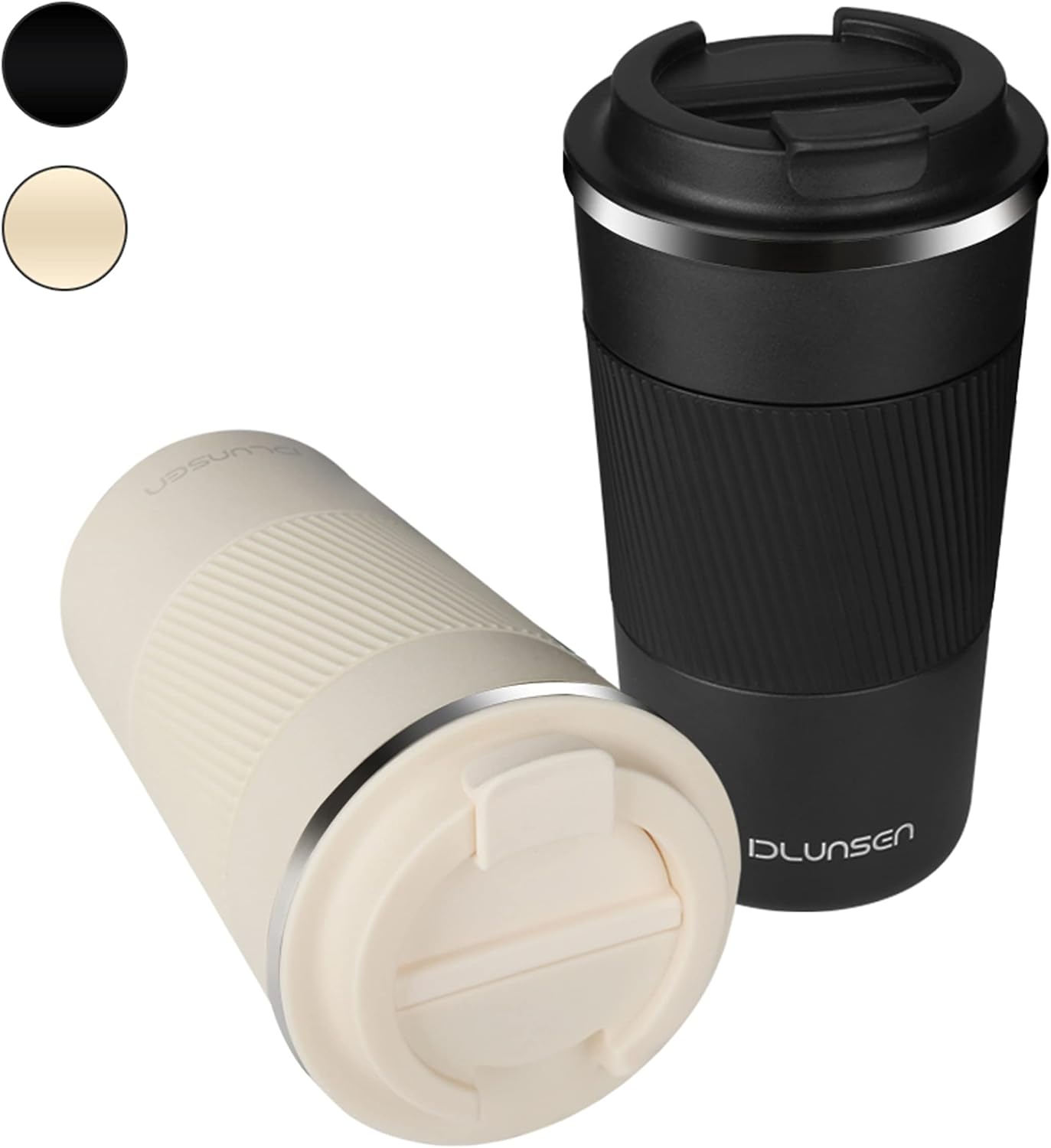 Travel Mug, 14oz Insulated Tumbler with Ceramic Coating, Vacuum Double Walled Insulation, Leakproof Lid, Thermal Mug for Coffee, Black