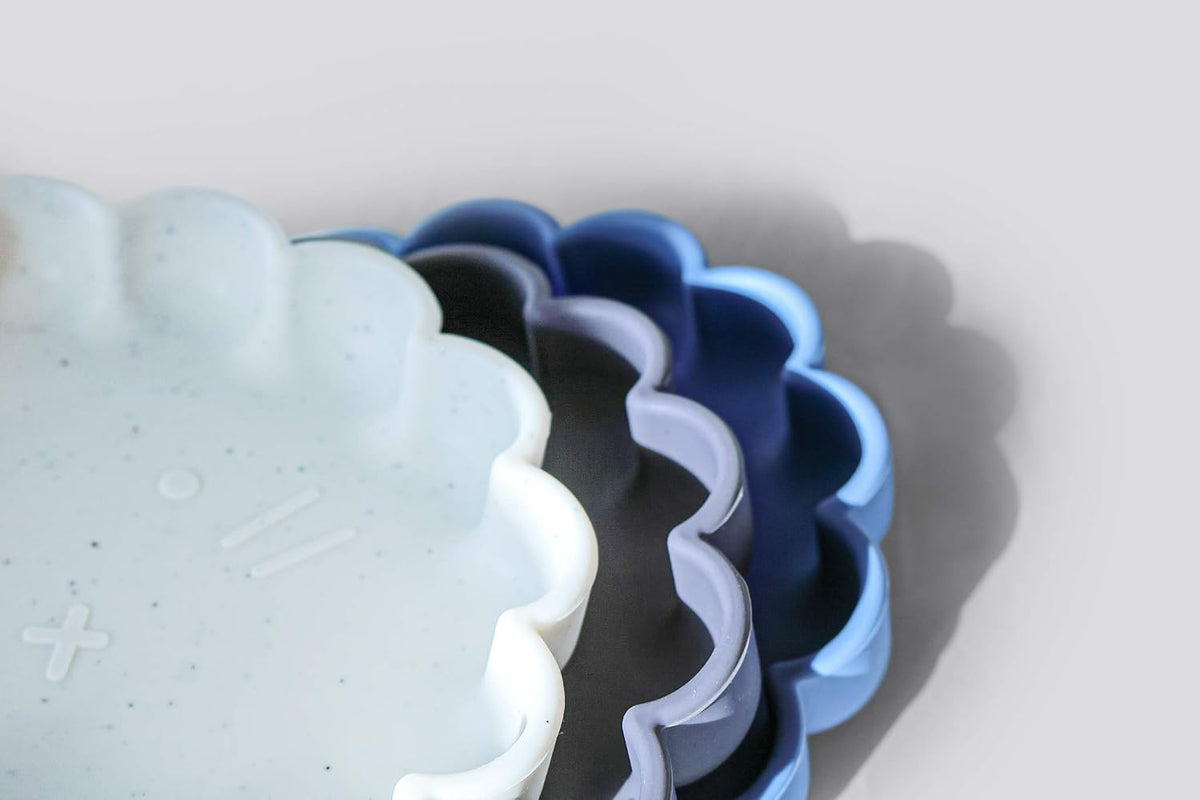 SILIPLATE Silicone Divided Plate with Suction for Babies, Toddlers and Kids, Lion - Mineral Blue