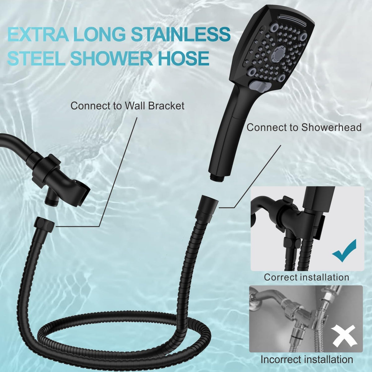 Shower Head with Handheld, High-Pressure Handheld Shower Head with 5 Spray Modes, 59-Inch Stainless Steel Hose & 360° Adjustable Bracket Perfect for Pet Bathing, Baby Care & Shower Cleaning