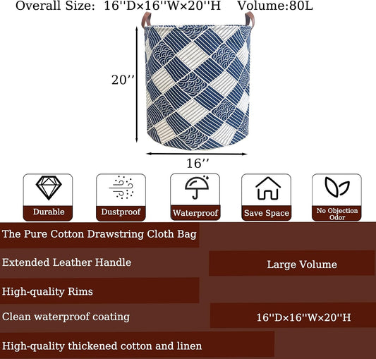 Waterproof Laundry Hamper Collapsible Laundry Basket Leather Handle Laundry Bag Large Clothes Storage Toy Organization for Bathroom Bedroom Laundryroom College Dorms (92-Satisfied laundry hampers)