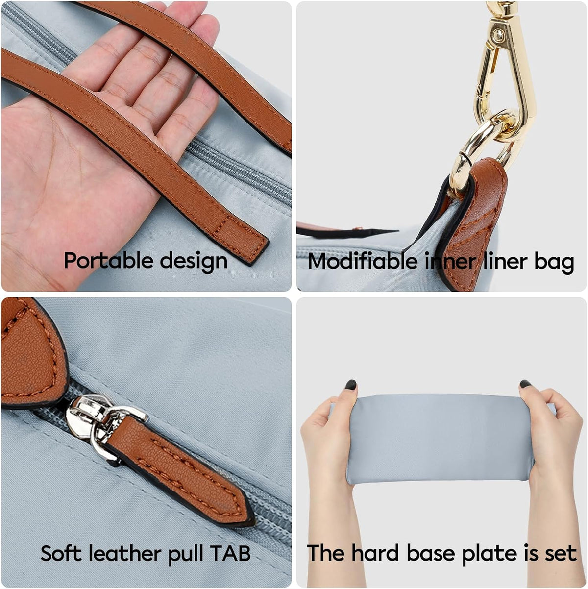 Small Purse Organizer Insert with Zipper, Lightweight Handbag Organizer Insert with Handle, Multiple Pockets for Small Items, Bag Organizer Insert for Tote & Handbags,Red