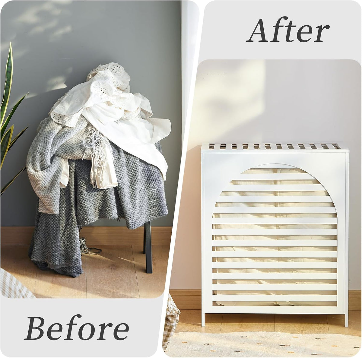 Laundry Hamper with Lid, Bamboo Clothes Laundry Basket with Handles, Removable 2-Section Liner bag, Hampers for Bedroom Aesthetic, Large Storage for Bath Towel, Sheets or Toys, Home (Natural)