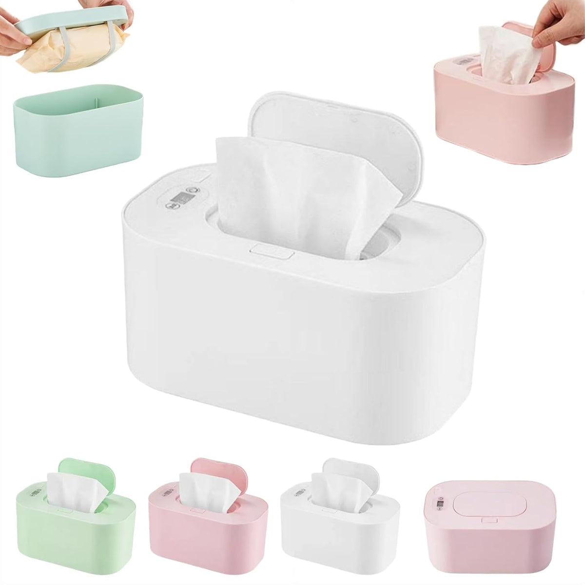 Baby Wipe Warmer,New Portable Large Capacity Wipes Warmer Dispenser with LED Display,Adjustable Baby Wet Wipes Holder,Evenly Overall Heating for Home Car Travel Use