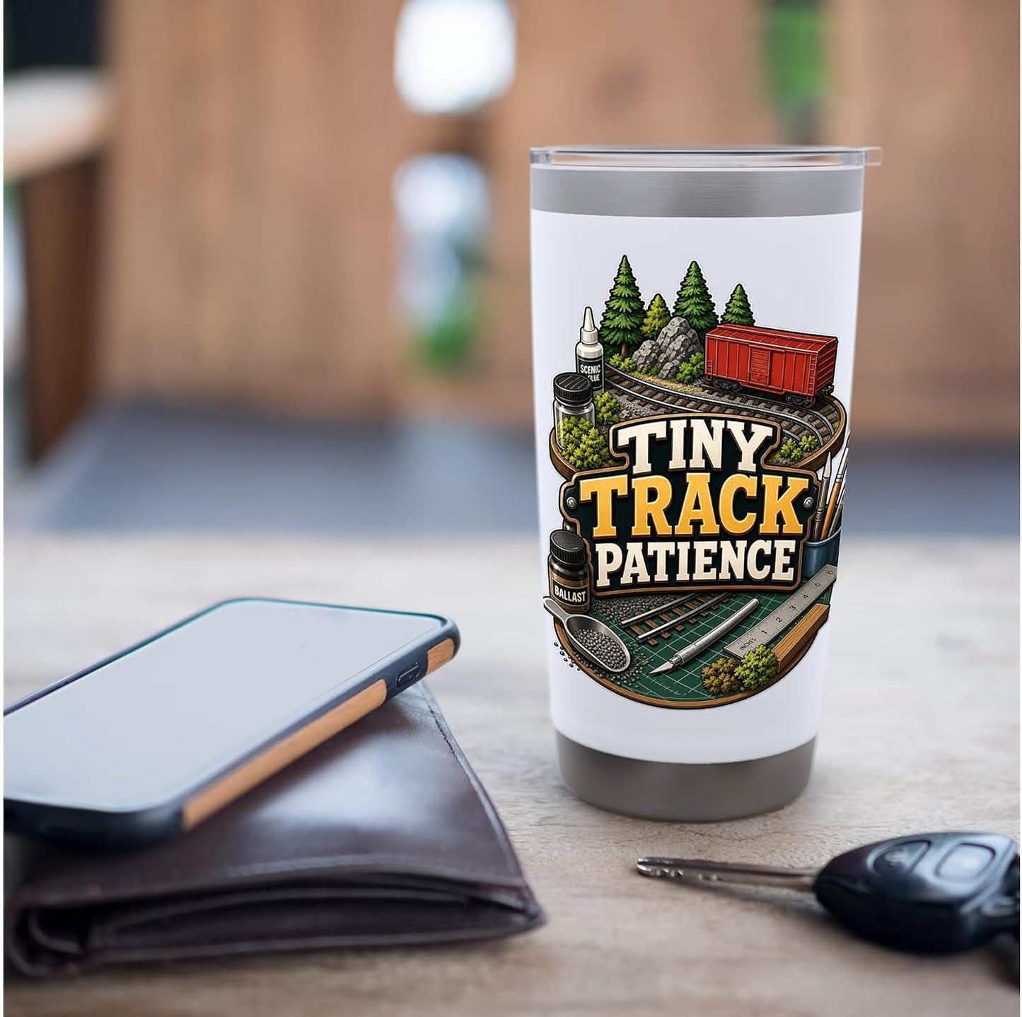 TINY TRACK PATIENCE Hobby Table Calm Stainless Steel Insulated Tumbler
