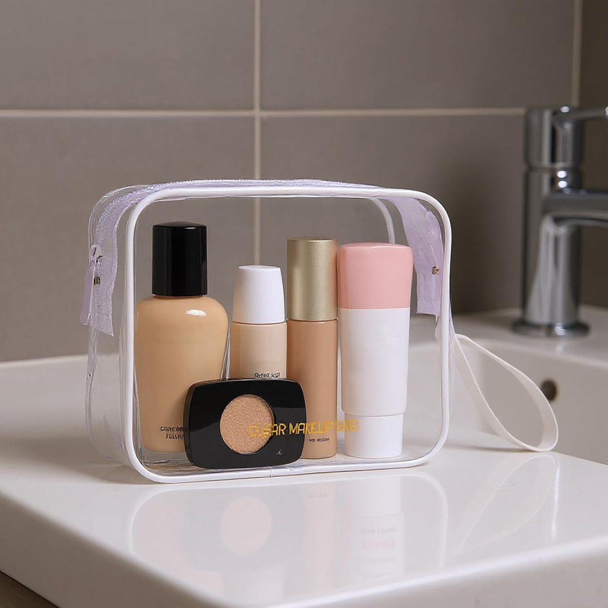 Clear Makeup Bag,2 Pack TSA Approved Toiletry Bag Tfor Women & Men