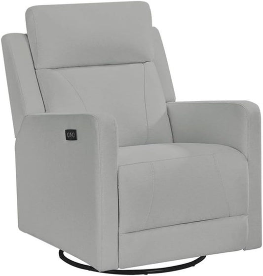Pemberly Row Premium Fabric Glider Power Recliner Nursery Rocking Chair for Living Room, Kids Room, Rocker Swivel Recliner with USB Port in Tan Brown