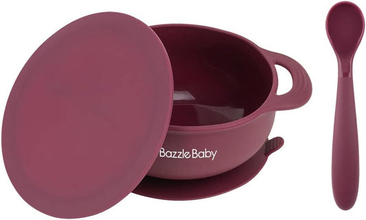 Bazzle Baby Silicone Suction Bowls with Suction Lid and Spoon | 3-piece set | BPA Free Silicone | Perfect for 4-36 Months.