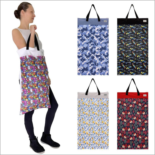 Large Wet Dry Bag: Travel Tote Organizer for Diapers, Laundry, Beach, Pool, Stroller, Dirty Gym Clothes, Swimsuits (Navy Blue)
