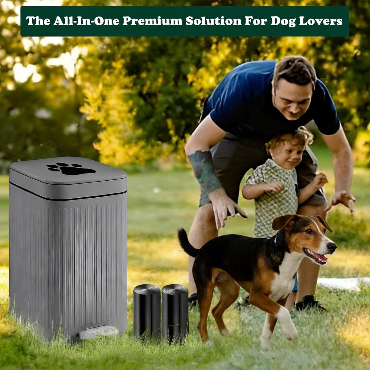Dog Poop Trash Can Outside - 5L/1.3Gal Small Outdoor Trash Can with Lid