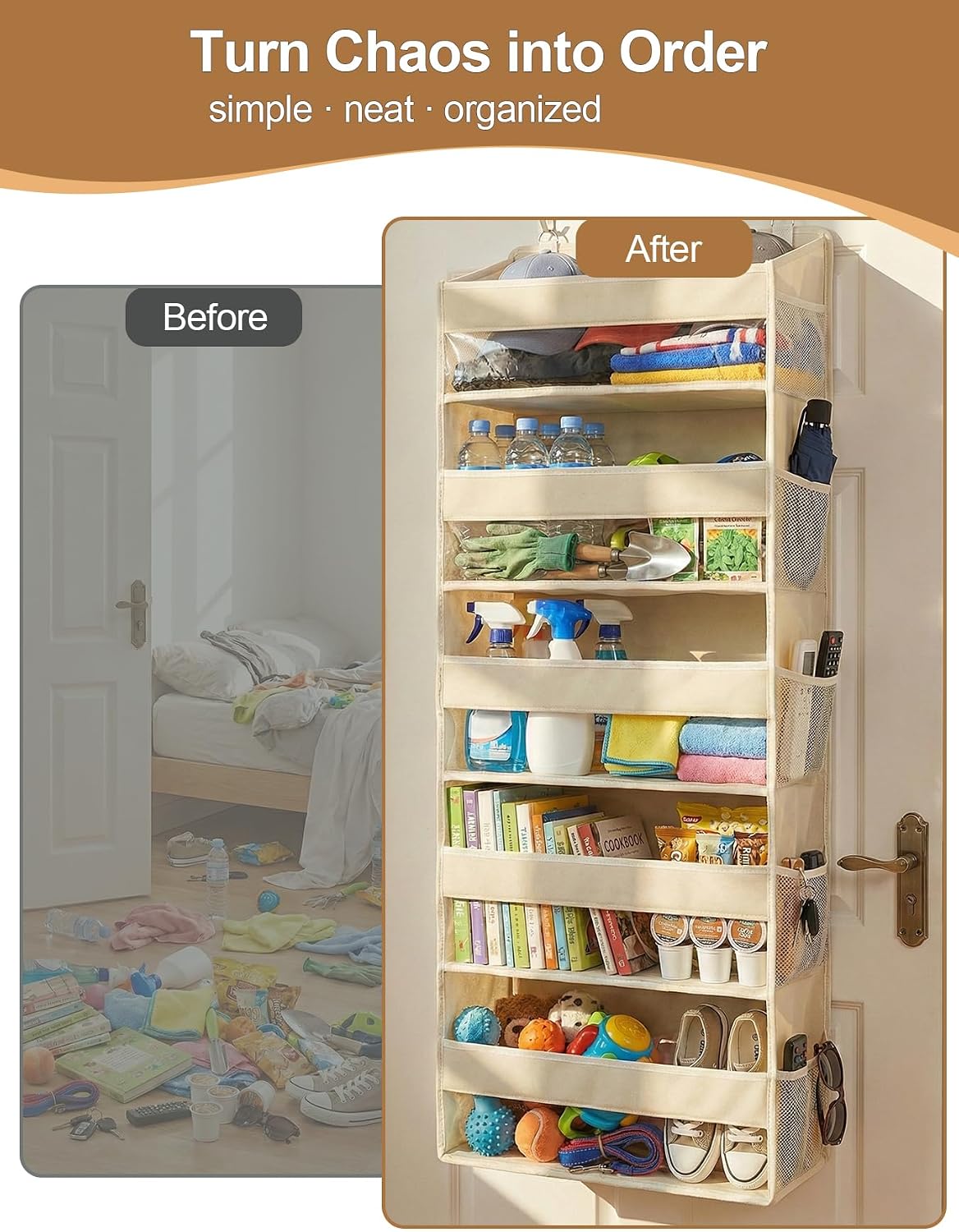 Over the Door Organizer 5-Shelf Closet Hanging Storage