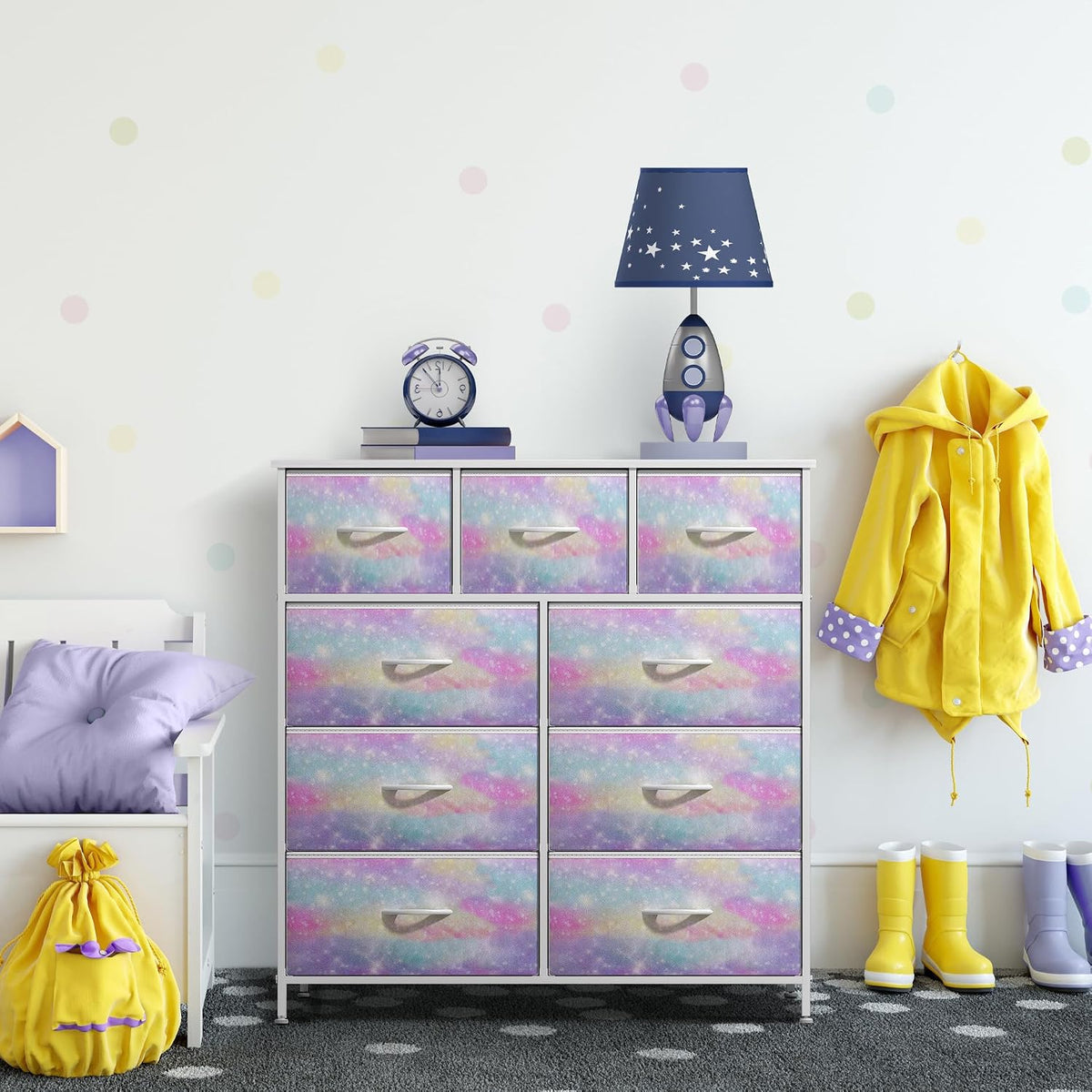 Kids Dresser for Bedroom, Fabric Drawers (8 Drawer, Pink)