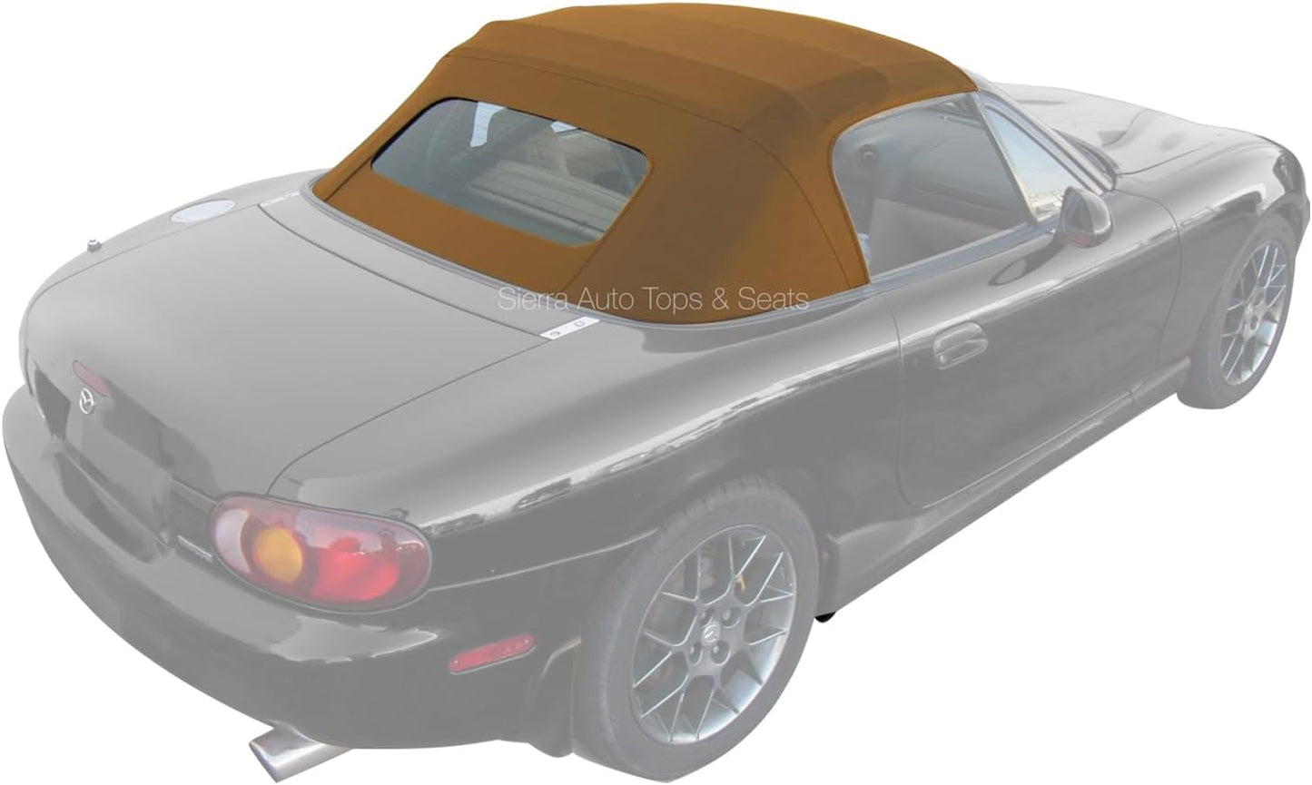 Sierra Auto Tops & Seats Convertible Top for 1990-2005 Mazda Miata MX5 - Black, Cabrio Vinyl - Non-Zippered Replacement with Heated Glass Window - Complete Soft Top in 2 Pieces - No Rain Rail