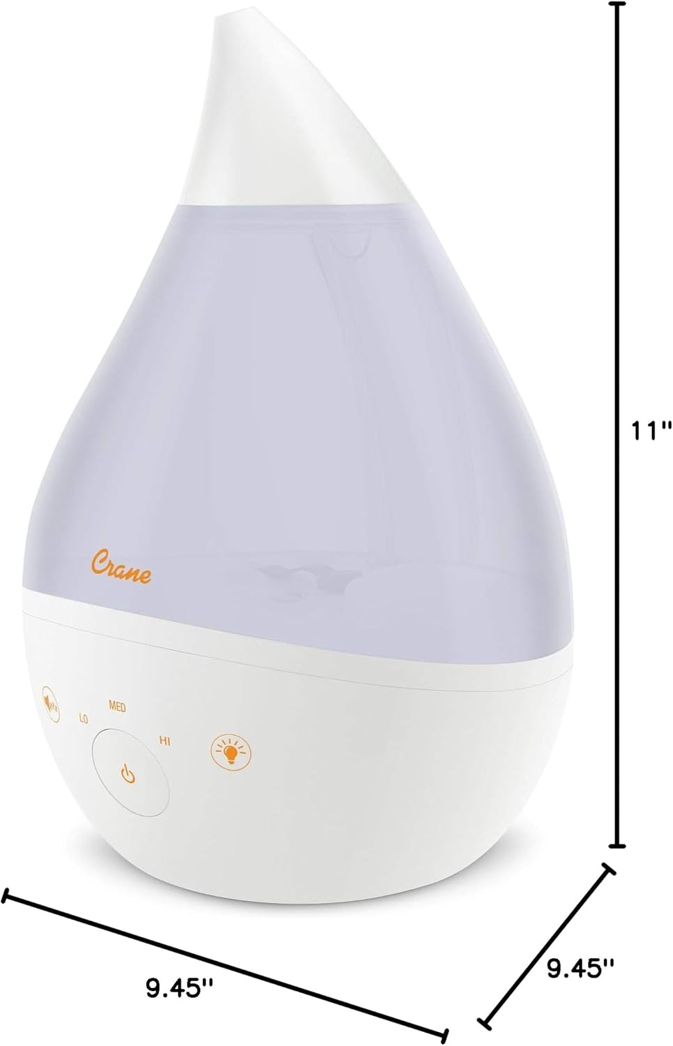 Crane 4-in-1 Drop 2.0 Ultrasonic Cool Mist Humidifier with Sound Machine, Night Light, Aroma Tray, 1 Gallon Top Fill, Blue & White
