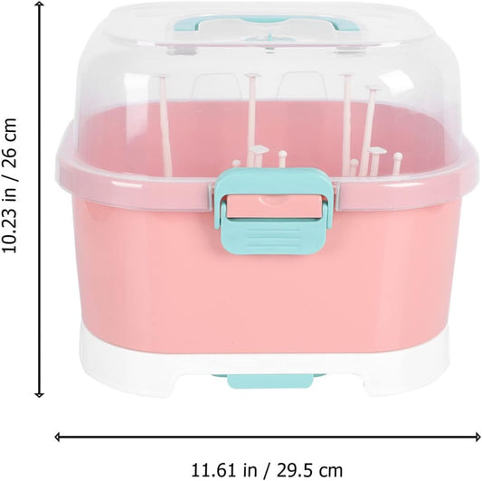 Kisangel Baby Bottle Drying Rack High Capacity Bottle Dryer with Detachable Hollow Drain Net and Pacifier Holders Compact Organizer for Kitchen Countertop Storage