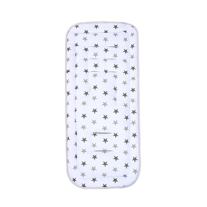 Baby Stroller Seat Liner Kids Pushchair Seat Cushion Mat Universal Breathable Stroller Liner Insert Stroller Cushion Pad Thick Cotton Stroller Liner Seat Pad Cover for Car (White & Gray Star)