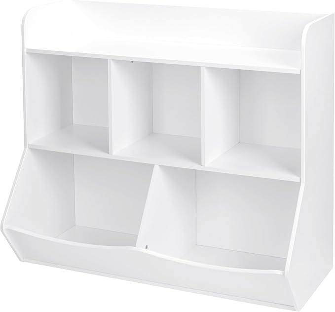 UTEX Toy Storage Organizer with Bookcase, Kid’s Multi Shelf Cubby for Books,Toys, Storage Organizer for Boys,Girls Play Room/Bedroom-White