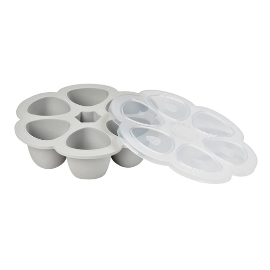 Beaba Multiportions Premium Quality Silicone Baby Food Freezer Tray with Clip On Lid, Baby Food Storage Container Ice Cube Tray Maker, Made in Italy, Cloud, 3 oz