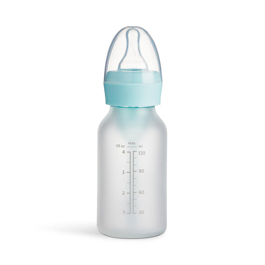 Munchkin Bond Silicone Coated Glass Baby Bottles - Anti-Colic Feeding System with Natural Feel Nipples, 4 Ounce, 2 Pack, White