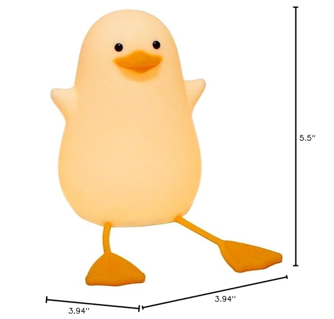 Amaredom Cute Duck Night Light, Squishy Duck Lamp, Silicone Dimmable Nursery Nightlight, Rechargeable LED Bedside Lamp with 20 Minutes Timer & Tap Control for Kids Baby Toddler Decor Bedrooms