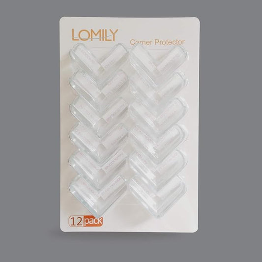 LOMILY Clear Corner Guards(12 Pack),Table Corner Protectors,Clear Edge Safety Bumpers,High Resistant Adhesive Gel,Corner Protector for Baby,Kids,Furniture,Cabinet,Glass,Coffee Table,ect.