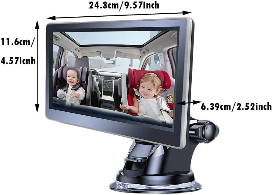 Baby Car Mirror Baby Rear Facing Seat Camera, Baby Car Seat Mirror Camera with Wide Crystal Clear View Monitor, Great Night Vision, Adjustable Sucker Bracket, Easily Observe The Baby's Move
