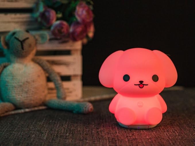 Baby Night Light for Car Seat- Dimming Function 9 Colors Changing Eye Caring Portable Rechargeable & Timing Bedside Lamp Light Up Toddler Bed Room Travel Essentials Squishy Silicone Infant BPA Free