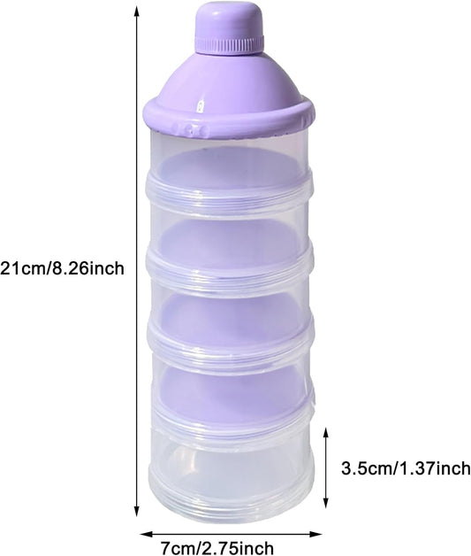 2 PCS 5 Layers Baby Milk Powder Pots, Formula Dispenser Portable Milk Powder Formula Dispenser Container Pot Box Milk Cans Snack Storage Box for Travel(Purple +Purple)