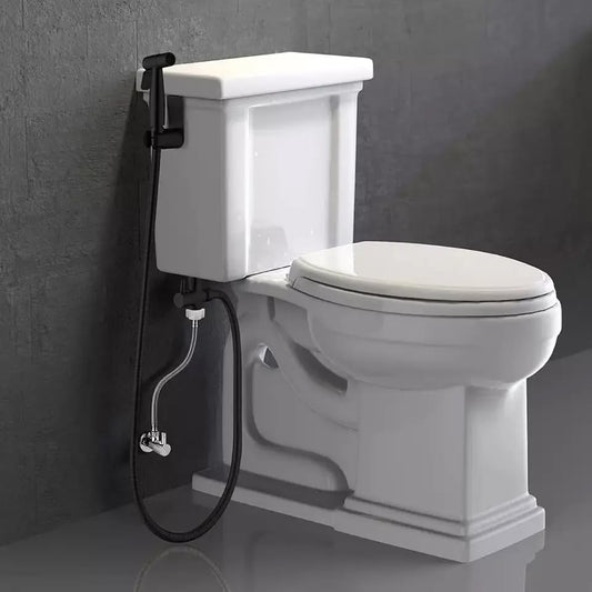 Deals & Fixtures Handheld Toilet Bidet Sprayer for Toilet-Adjustable Water Pressure Control with Bidet Hose for Feminine Wash, Stainless Steel (Matte Black)